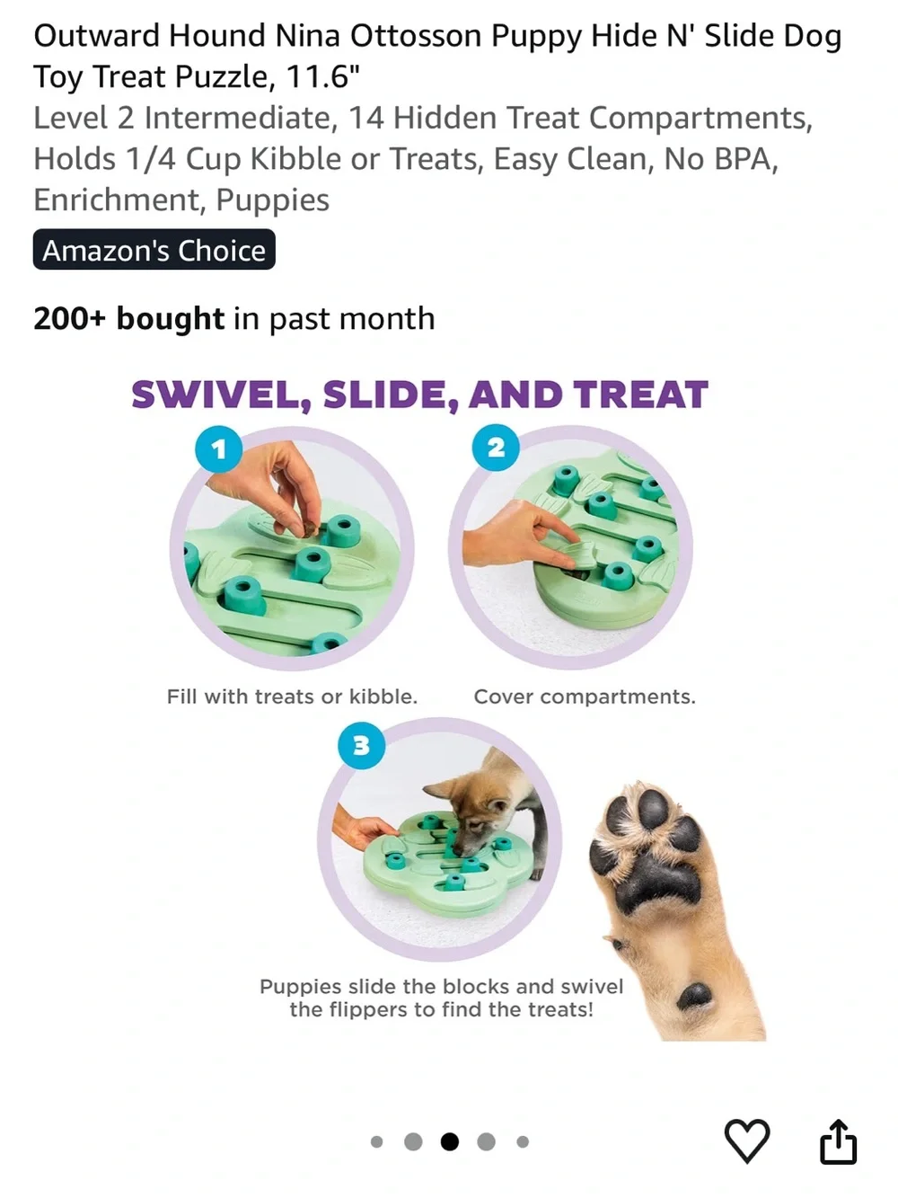 Outward Hound Nina Ottosson Puppy Hide N' Slide Dog Toy Treat Puzzle,
